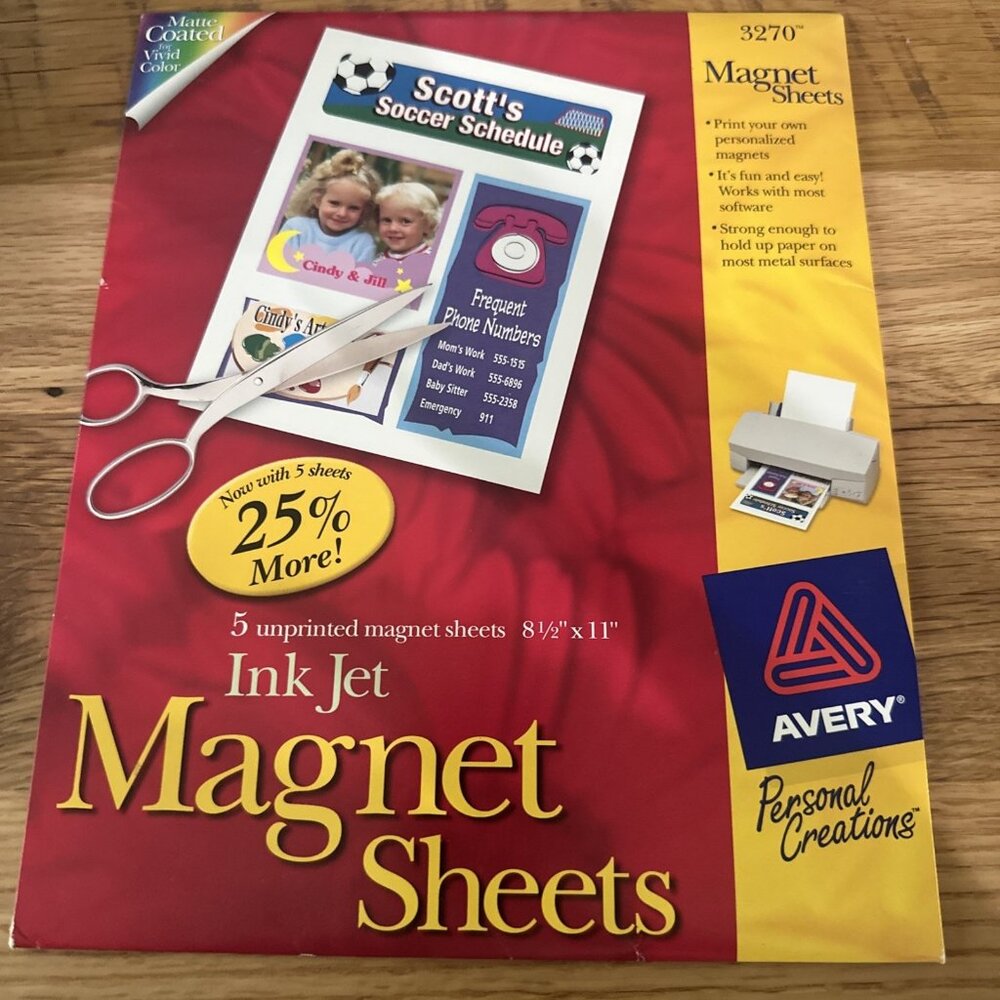 Avery Ink Jet Magnetic Sheets 3270, Size 8.5 x 11 Inch, 5Sheets New